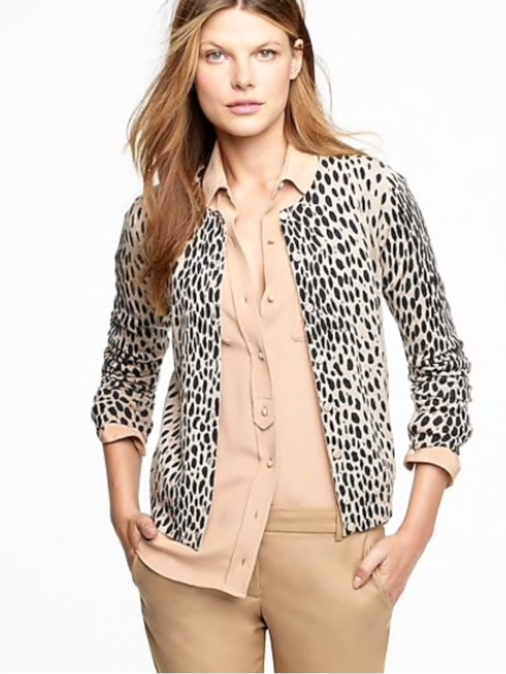 J Crew Cheetah Wild Cat Merino Wool Cardigan XSmall